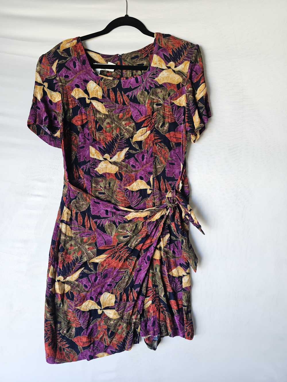 Vintage Betsy's Things Floral Tropical Rayon Wrap Front Dress Size 8